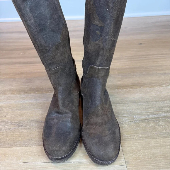 Unique Donald J. Pliner Suede Leather Knee High Riding Boots, Brown, Size 7 - Picture 3 of 10